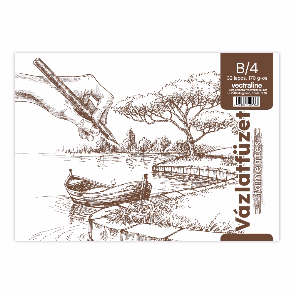Vázlatfüzet spirálozott VECTRALINE B/4 170 g 32 lapos famentes