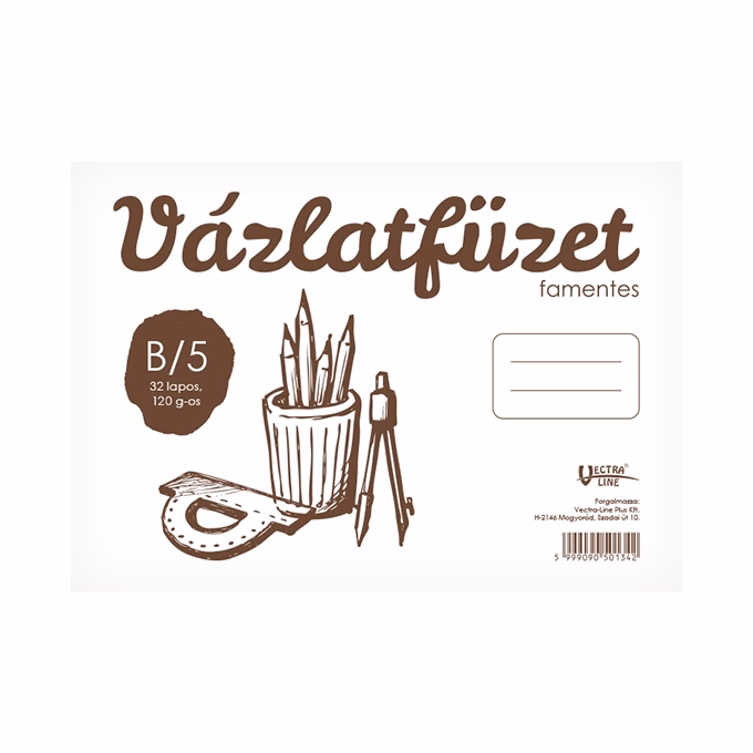 Vázlatfüzet spirálozott VECTRALINE B/5 120 g 32 lapos famentes