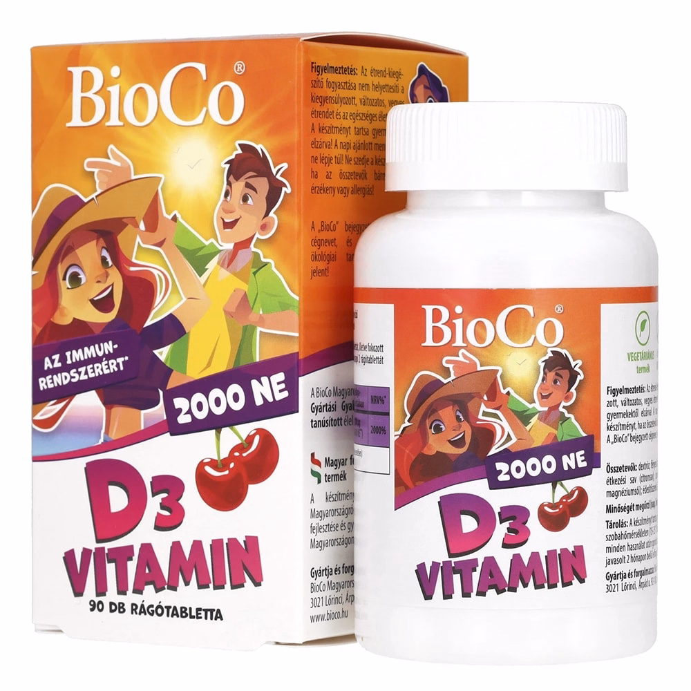 Vitamin BIOCO D3 2000 NE cseresznye ízű rágótabletta 90 darab