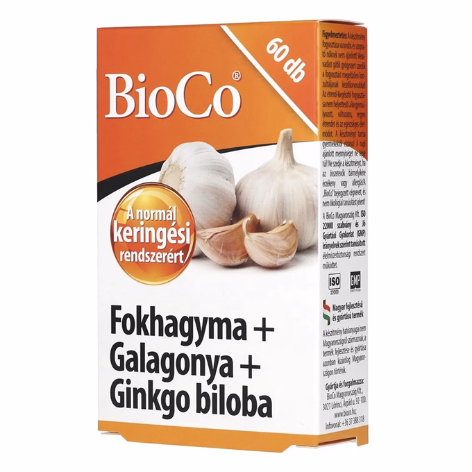 Vitamin BIOCO Fokhagyma + Galagonya + Ginkgo biloba 60 darab