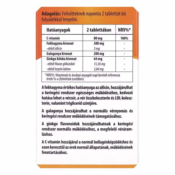 Vitamin BIOCO Fokhagyma + Galagonya + Ginkgo biloba 60 darab