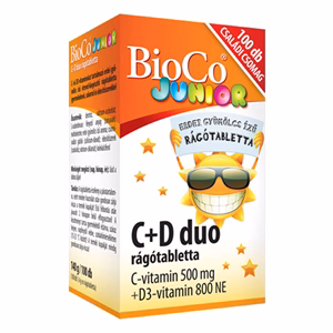 Vitamin BIOCO Junior C + D Duo családi rágótabletta 100 darab