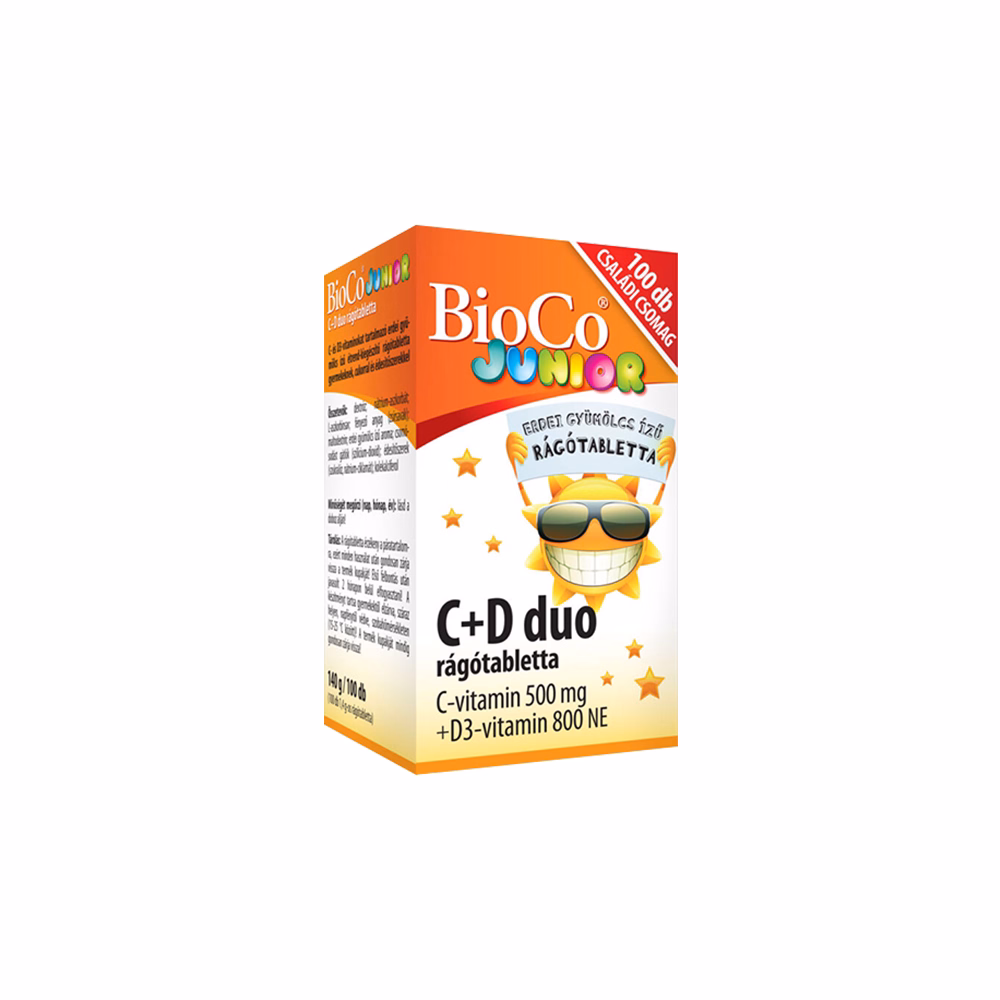 Vitamin BIOCO Junior C + D Duo családi rágótabletta 100 darab