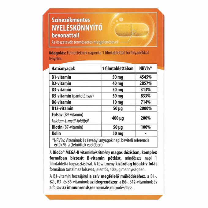 Vitamin BIOCO Mega-B B-komplex 60 darab