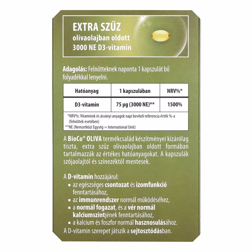 Vitamin BIOCO Oliva D3 3000 NE 60 darab