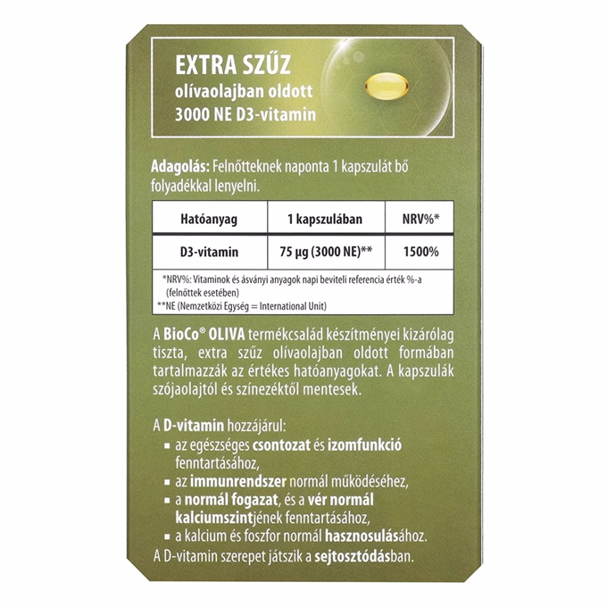 Vitamin BIOCO Oliva D3 3000 NE 60 darab