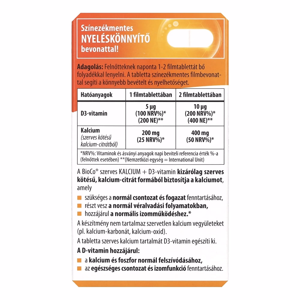 Vitamin BIOCO Szerves Kalcium + D3 megapack 90 darab