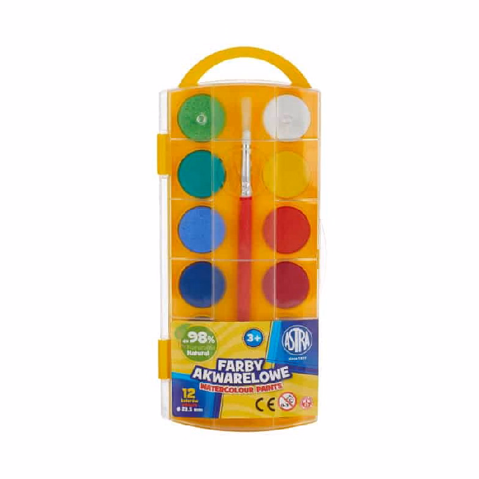 Vízfesték ASTRA 23,5 cm ajándék ecsettel 12 darabos