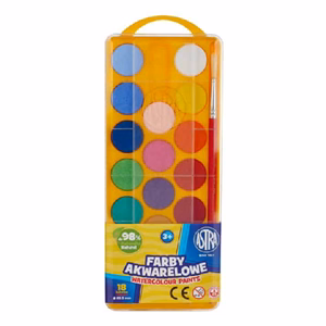 Vízfesték ASTRA 23,5 mm ajándék ecsettel 18 darabos