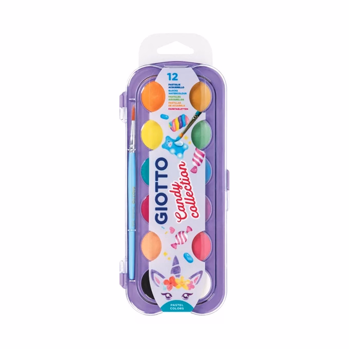 Vízfesték GIOTTO 30 mm Candy collection csajos színek 12 darabos