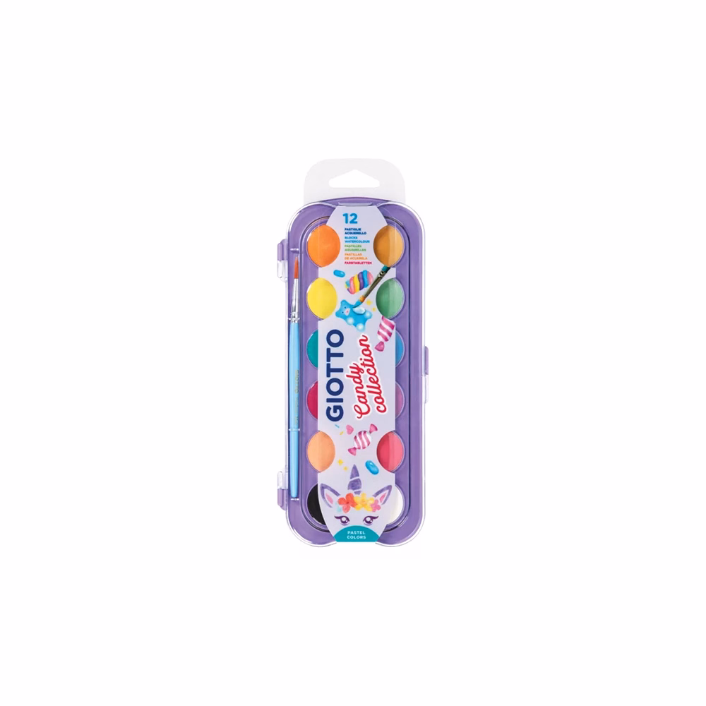 Vízfesték GIOTTO 30 mm Candy collection csajos színek 12 darabos