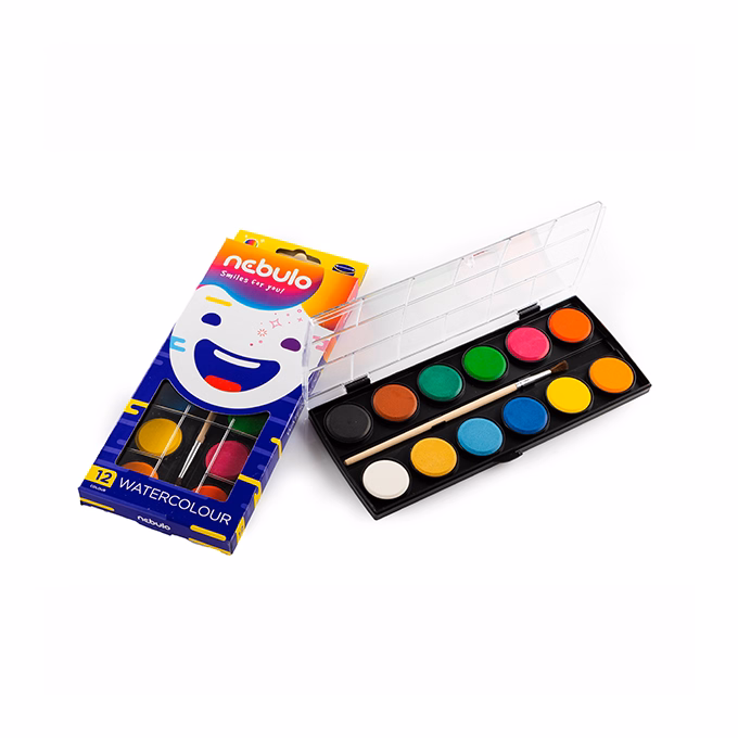 Vízfesték NEBULO 28 mm ajándék ecsettel 12 darabos