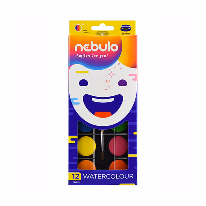 Vízfesték NEBULO 28 mm ajándék ecsettel 12 darabos