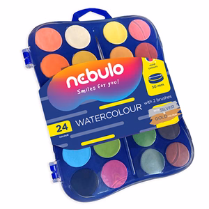 Vízfesték NEBULO 30 mm ajándék ecsettel 24 darabos