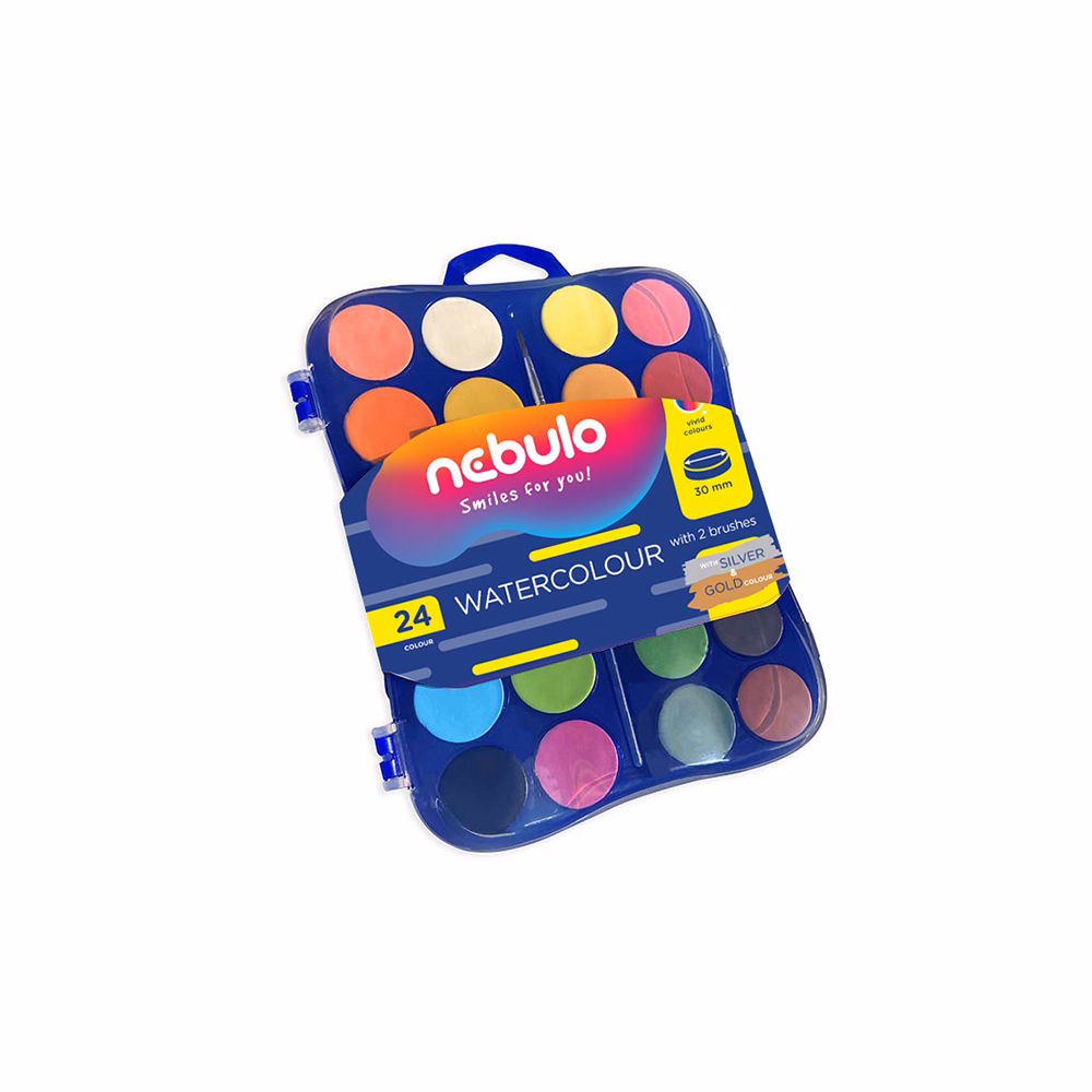 Vízfesték NEBULO 30 mm ajándék ecsettel 24 darabos