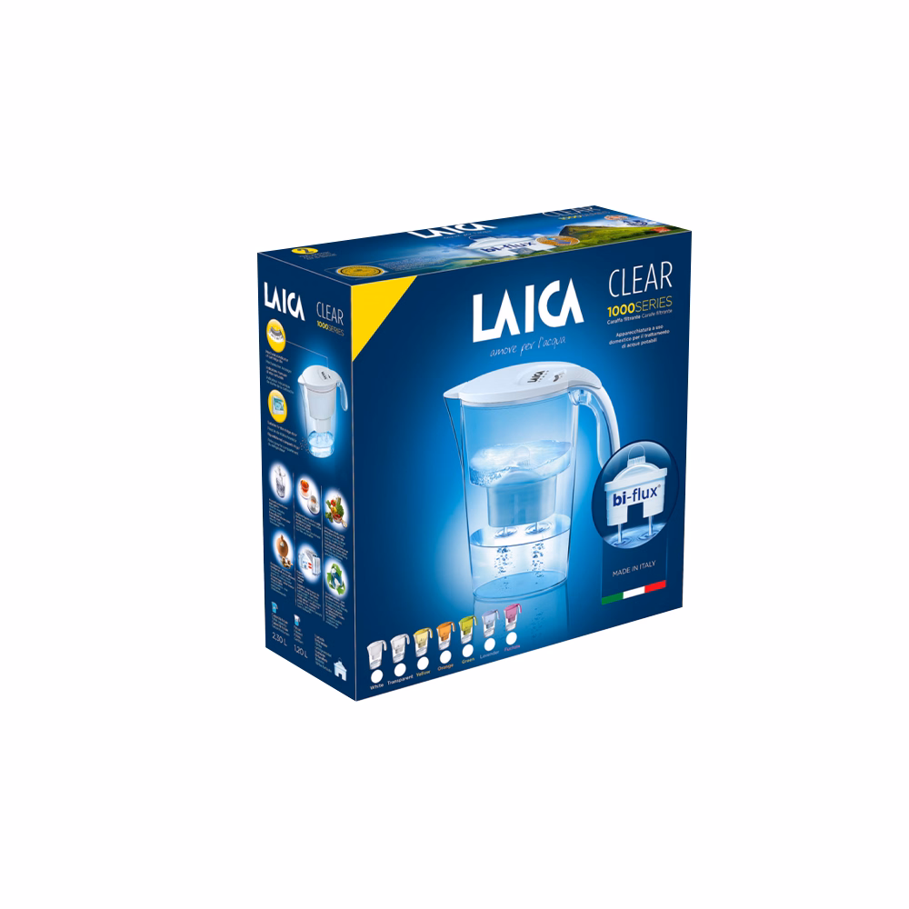 Vízszűrő kancsó LAICA Clear line fehér 1 db bi-flux univerzális szűrőbetéttel