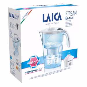 Vízszűrő kancsó LAICA Stream Line fehér mechanikus kijelző + 1 db magnezium active bi-flux szűrőbetét