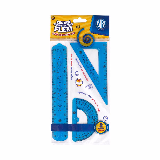 Vonalzókészlet ASTRA hajlékony szögmérővel 3 darabos