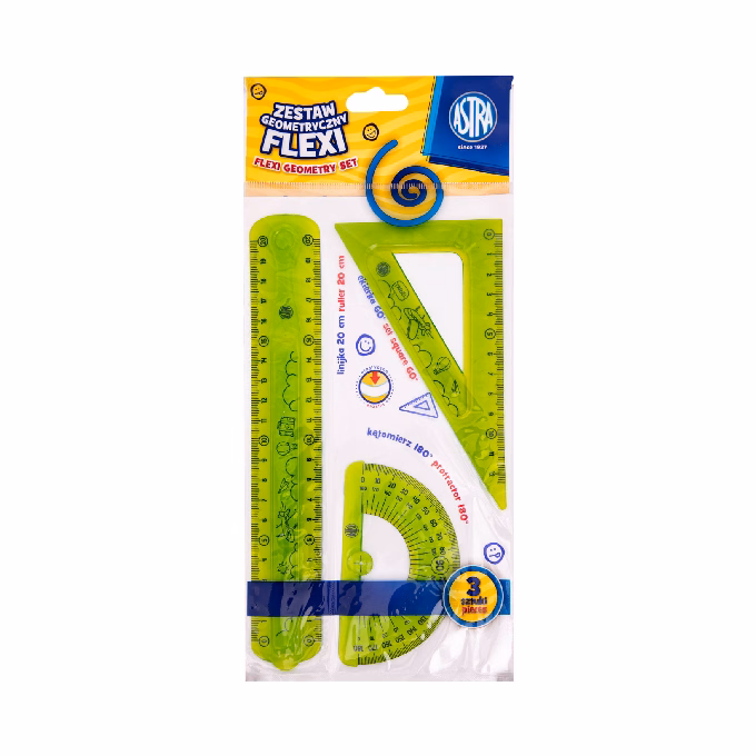 Vonalzókészlet ASTRA hajlékony szögmérővel 3 darabos