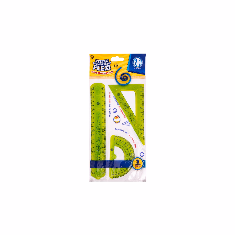 Vonalzókészlet ASTRA hajlékony szögmérővel 3 darabos