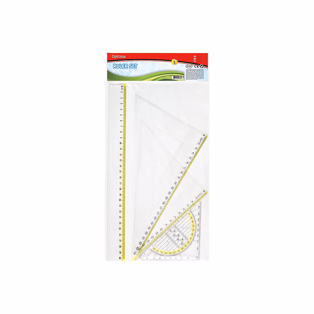 Vonalzókészlet OPTIMA 23cm 4 darabos