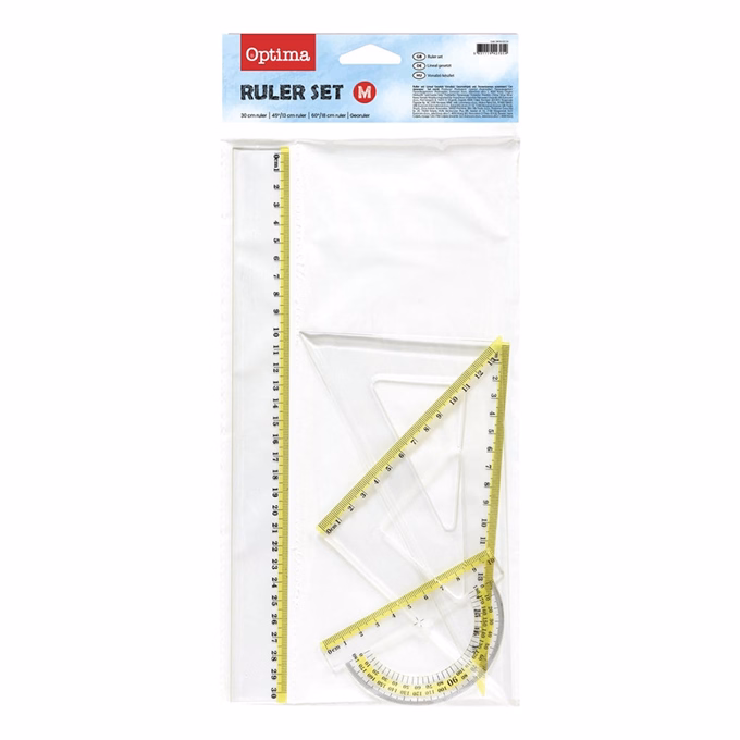 Vonalzókészlet OPTIMA 30cm vonalzóval 4 darabos