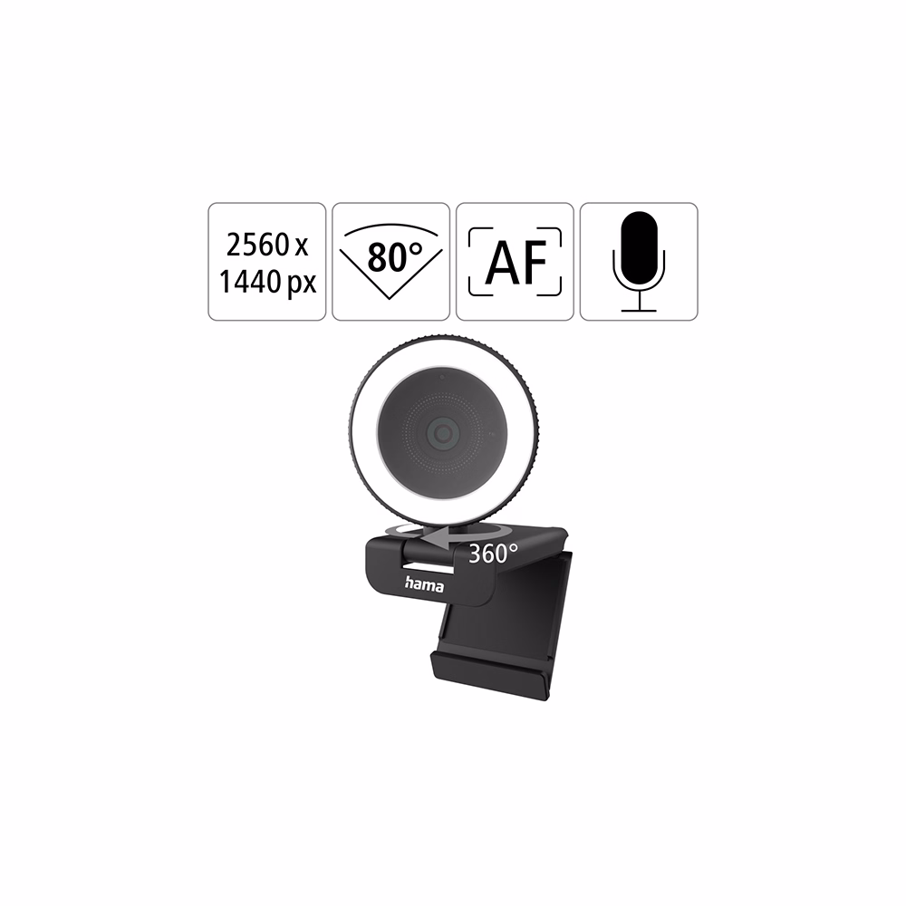 Webkamera HAMA C-800 Pro USB 1440p + távirányító fekete