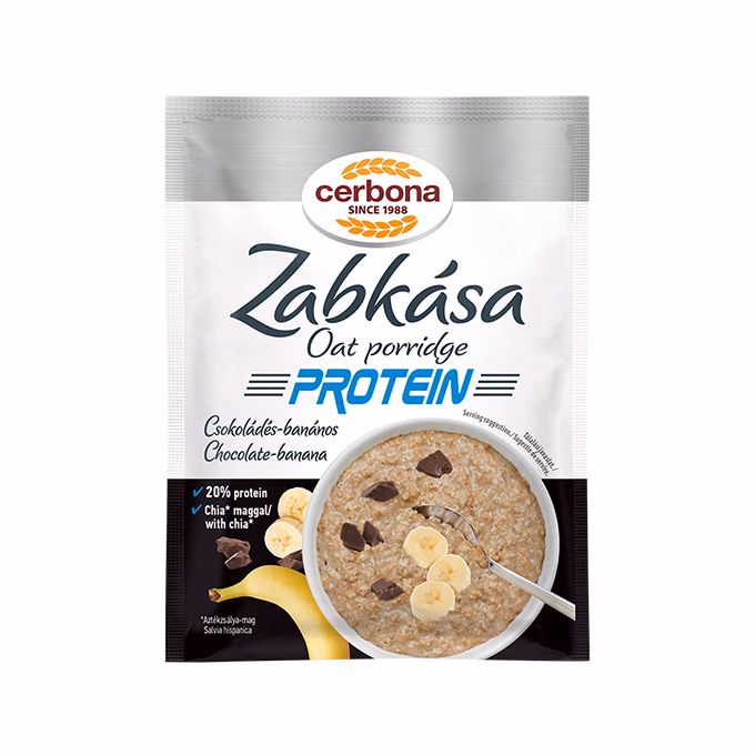 Zabkása CERBONA Protein csokoládés banános hozzáadott cukor nélkül 60 g Zabkása CERBONA Protein csokoládés banános hozzáadott cukor nélkül 60 g