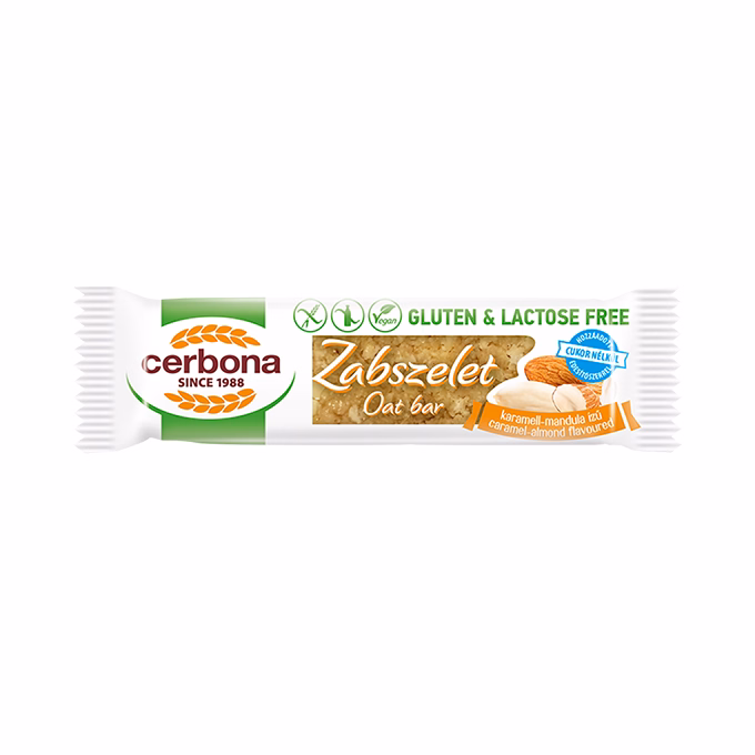 Zabszelet CERBONA étcsokoládés karamellás és mandulás gluténmentes 40 g