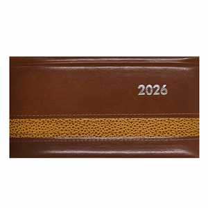 Zsebnaptár ALISCA Rebel varrott fekvő fehér lapos barna 2026.