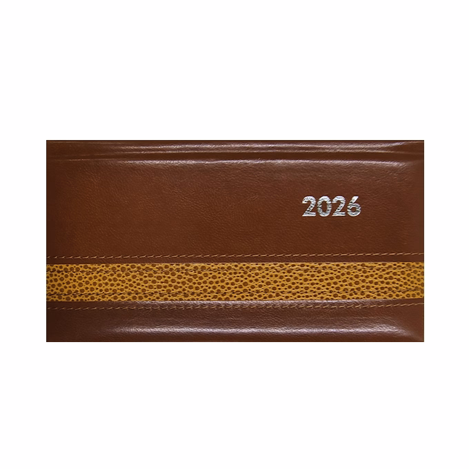 Zsebnaptár ALISCA Rebel varrott fekvő fehér lapos barna 2026.