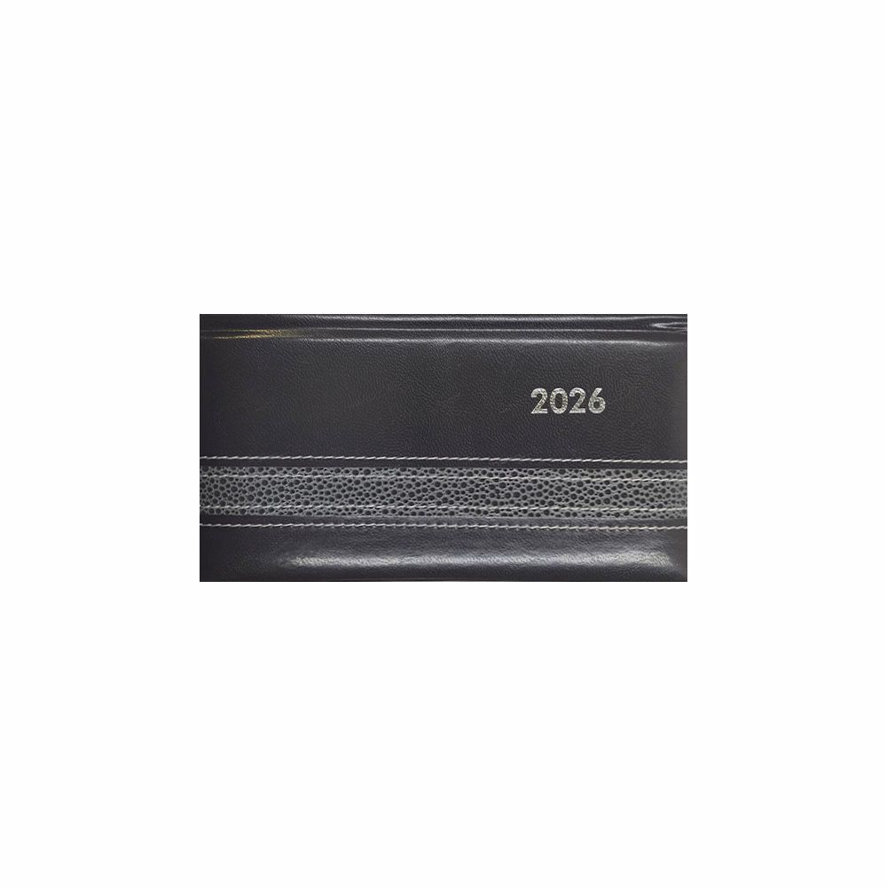 Zsebnaptár ALISCA Rebel varrott fekvő fehér lapos szürke 2026.