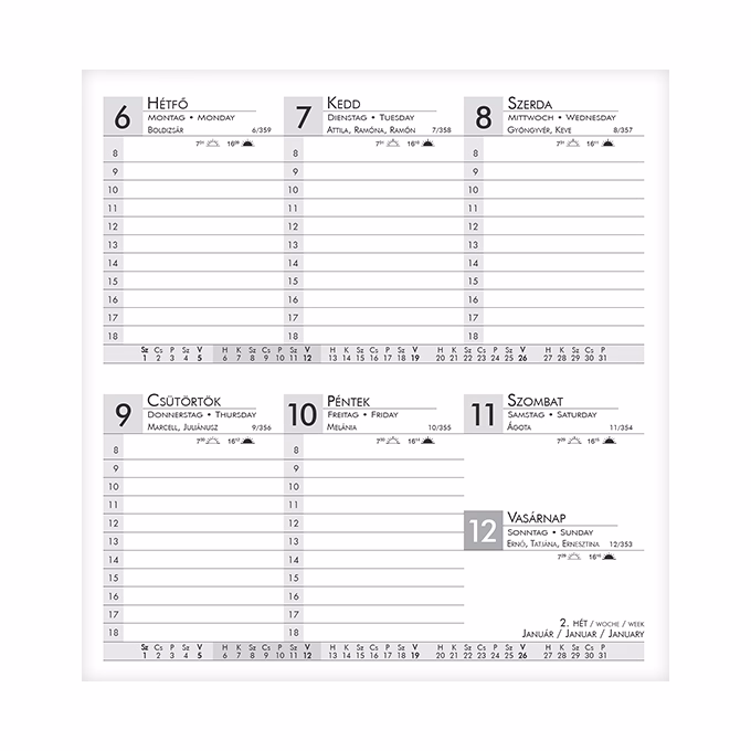 Zsebnaptár ALISCA fekvő fehér lapos prémium 2026. Zsebnaptár ALISCA fekvő fehér lapos prémium 2026.