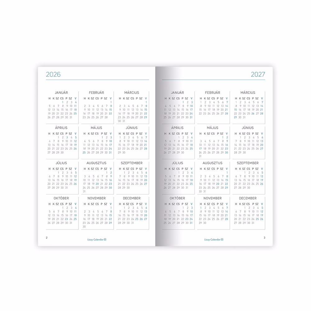Zsebnaptár LIZZY CARD A/6 heti papírborítós Kittok purrfect 2026.