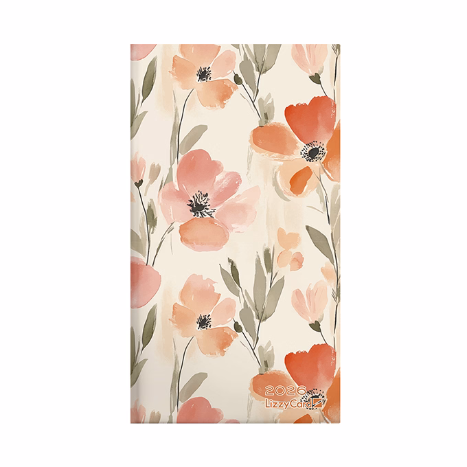 Zsebnaptár LIZZY CARD fekvő keménytáblás Watercolour 2026.