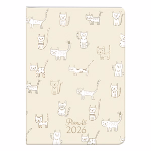 Zsebnaptár PLANALL B/6 heti álló fehér lapos aranyozott Catto 2026.