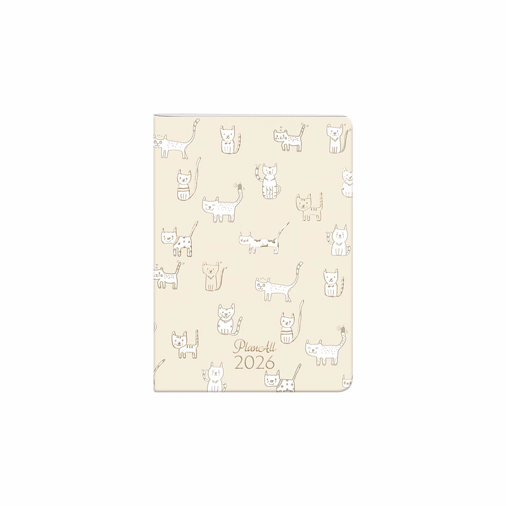 Zsebnaptár PLANALL B/6 heti álló fehér lapos aranyozott Catto 2026.