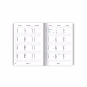 Zsebnaptár PLANALL B/6 heti álló fehér lapos aranyozott Pupper 2026.