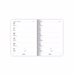 Zsebnaptár PLANALL B/6 heti álló fehér lapos aranyozott Pupper 2026.