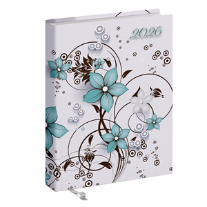 Zsebnaptár REALSYSTEM 2 Day B/6 kétnapos álló fehér lapos Virágminta 2026.