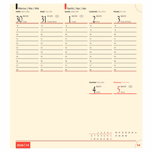 Zsebnaptár REALSYSTEM Bolero fekvő sárga lapos szürke 2026. Zsebnaptár REALSYSTEM Bolero fekvő sárga lapos szürke 2026.