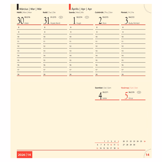 Zsebnaptár REALSYSTEM Bolero fekvő sárga lapos szürke 2026. Zsebnaptár REALSYSTEM Bolero fekvő sárga lapos szürke 2026.