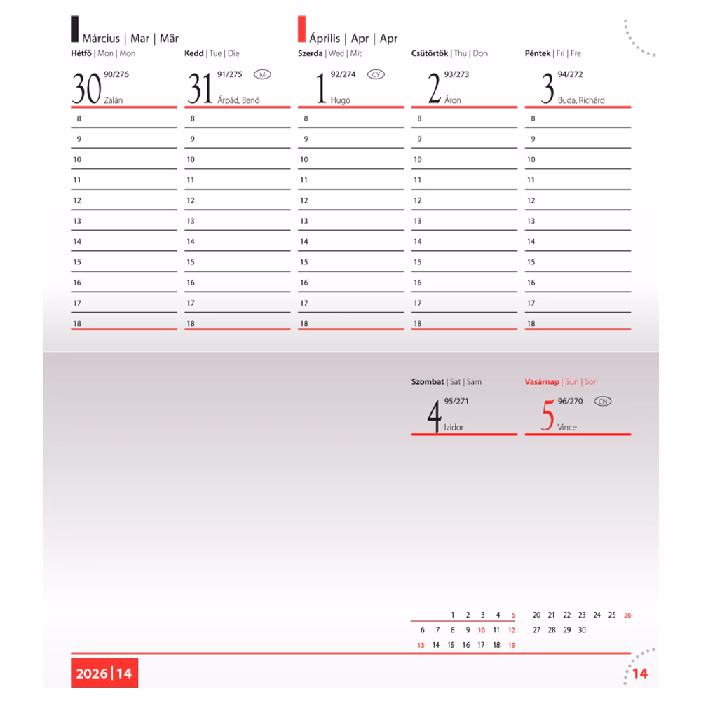 Zsebnaptár REALSYSTEM Fashion fekvő fehér lapos drapp 2026.