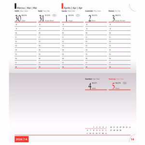 Zsebnaptár REALSYSTEM Fashion fekvő fehér lapos zöld 2026.