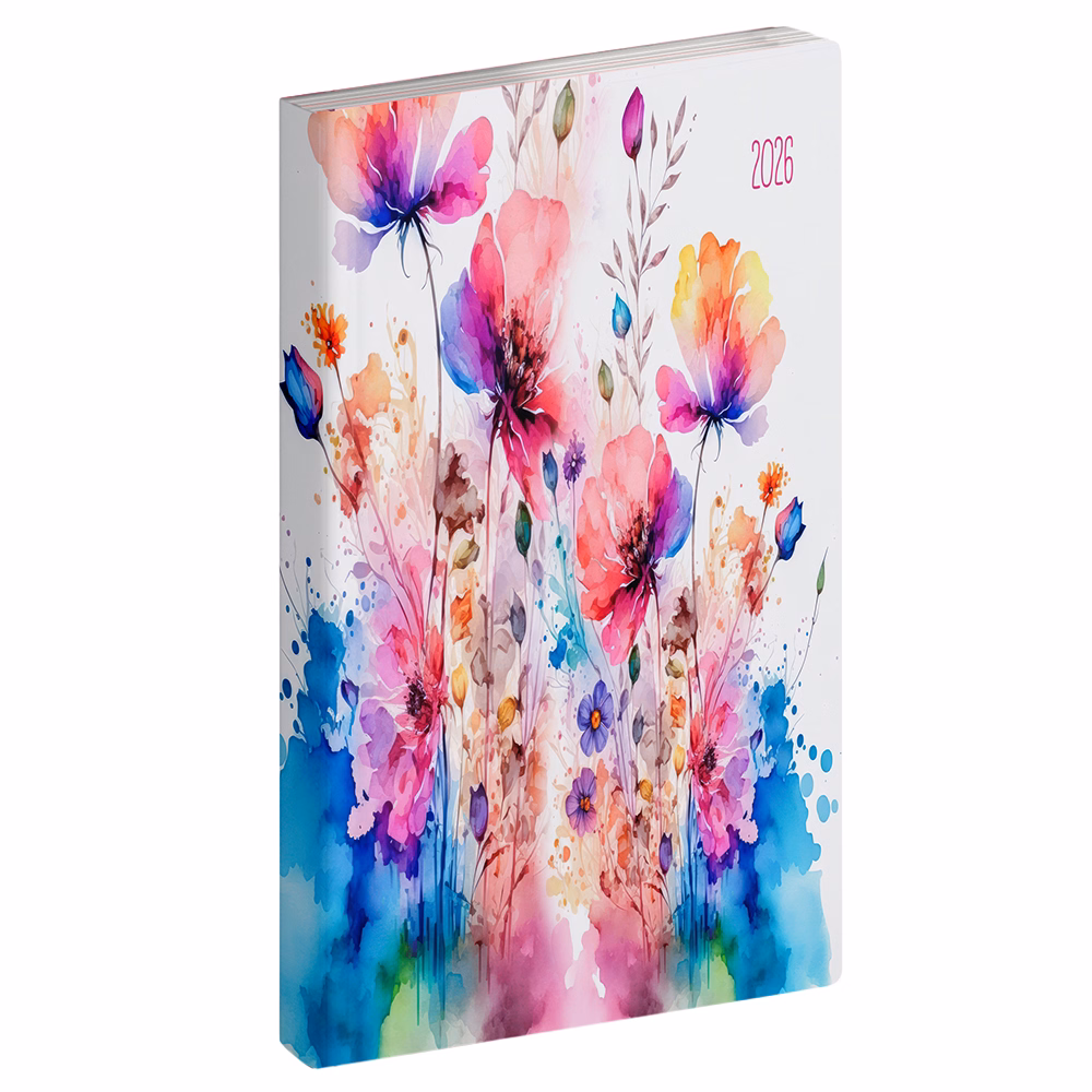 Zsebnaptár REALSYSTEM Flexi álló fehér lapos Akvarell 2026.