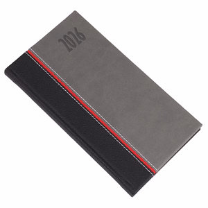 Zsebnaptár REALSYSTEM Kensington fekvő fehér lapos szürke 2026.