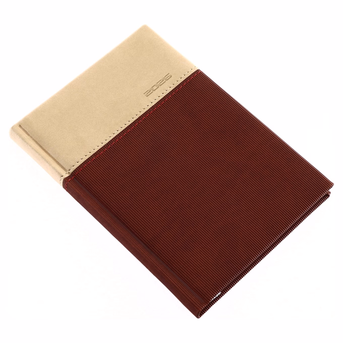 Zsebnaptár REALSYSTEM Lux B/6 álló fehér lapos barna 2026.