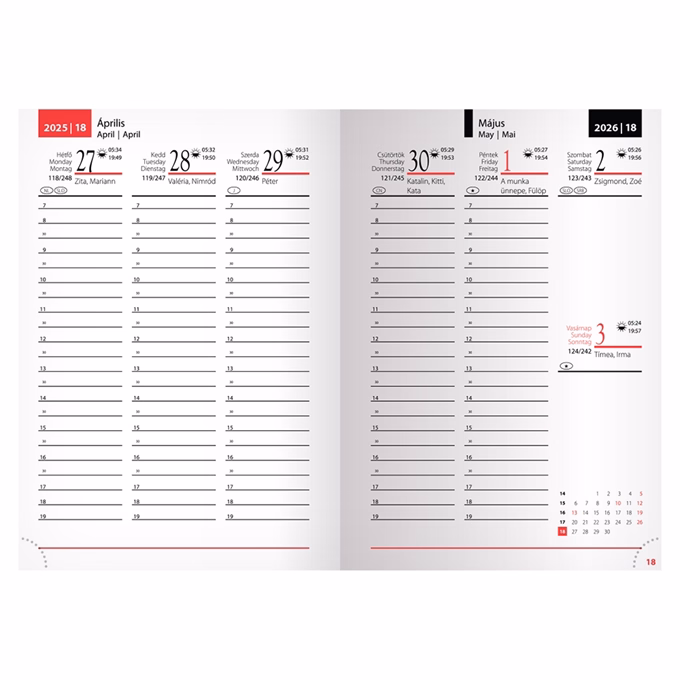 Zsebnaptár REALSYSTEM Lux B/6 álló fehér lapos piros 2026.