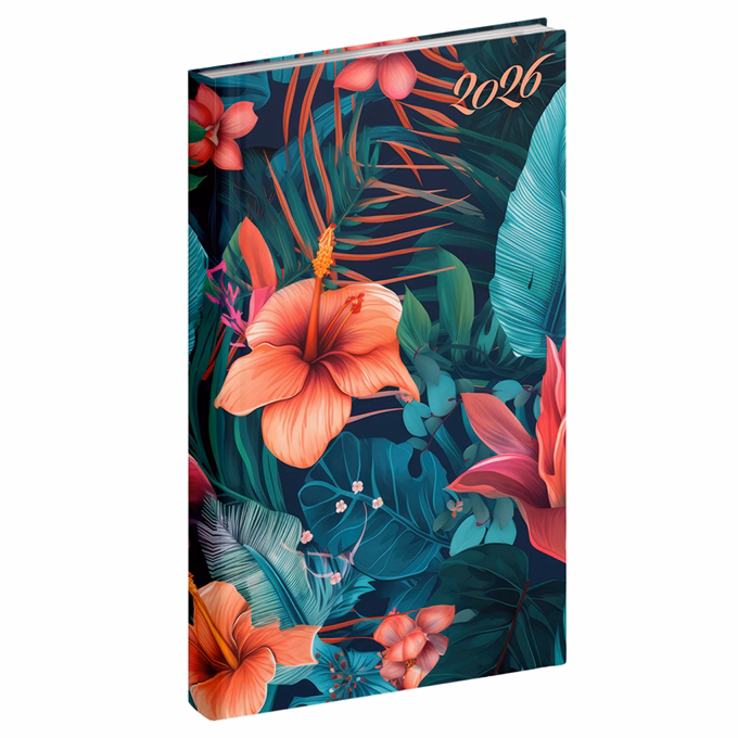 Zsebnaptár REALSYSTEM Picture álló fehér lapos Hibiszkusz 2026.