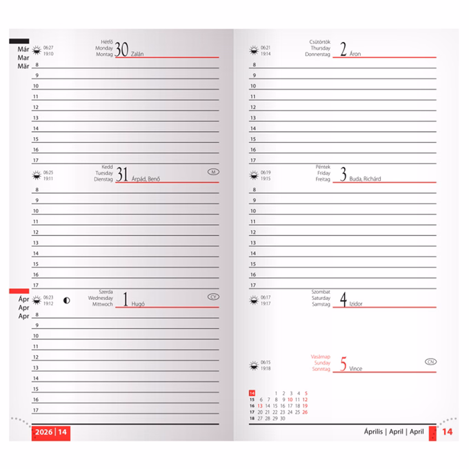 Zsebnaptár REALSYSTEM Picture álló fehér lapos Hibiszkusz 2026.